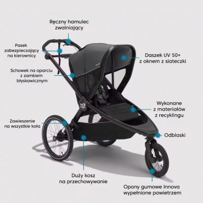 Funkcja Baby Jogger City Prix Wózek biegowy i przyczepka 2w1